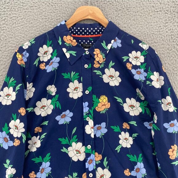 Talbots Shirt Women Extra Large Petite Blue Floral Button Collar Long Sleeve NWT - Picture 2 of 9